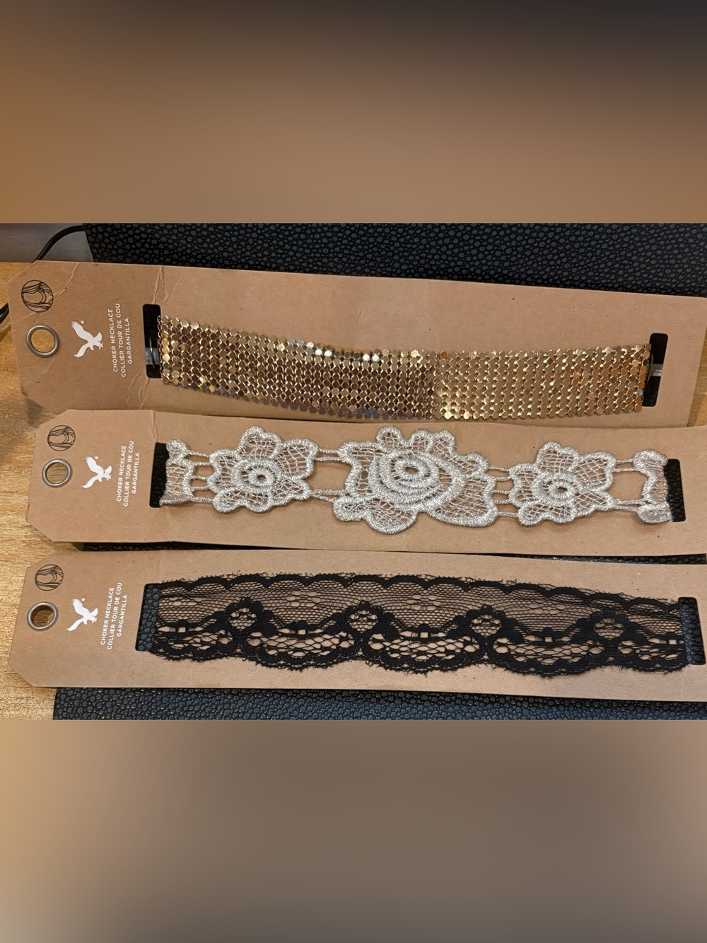 American Eagle Outfitters Gold, Ivory & Black Three-Piece Choker